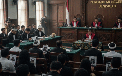 Ruang sidang di Pengadilan Negeri Denpasar saat putusan bersejarah kasus peracunan anjing di Bali.