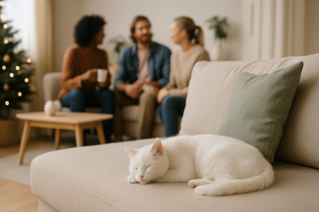 Cara Melatih Kucing Agar Tidak Stres dengan Tamu & Keramaian Liburan