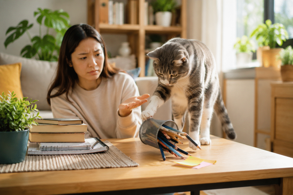 Kenapa Kucing Menjatuhkan Barang dari Meja?